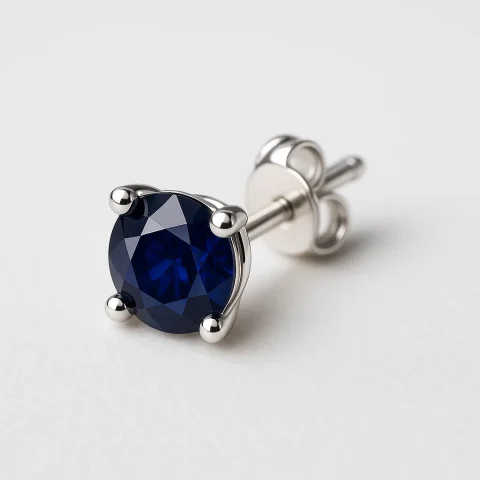Silver Sapphire Stud Earrings